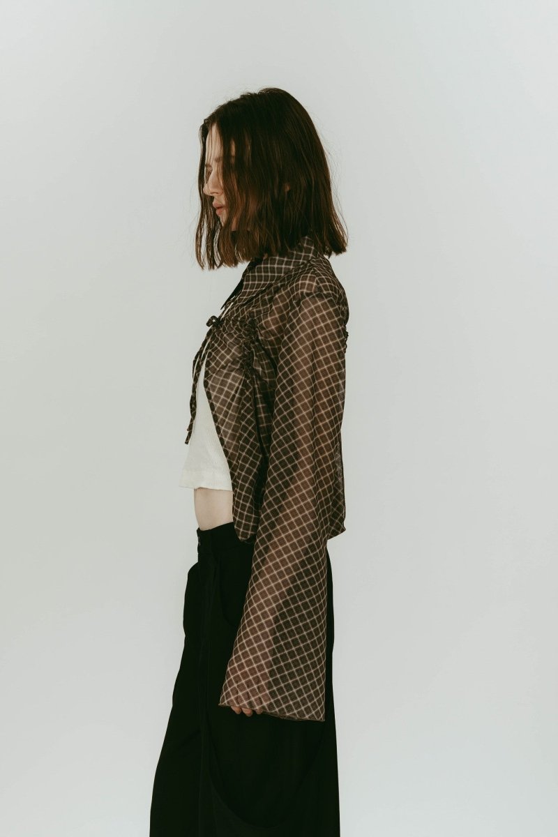 sheer collared blouse/vintageyellow - KNUTH MARF