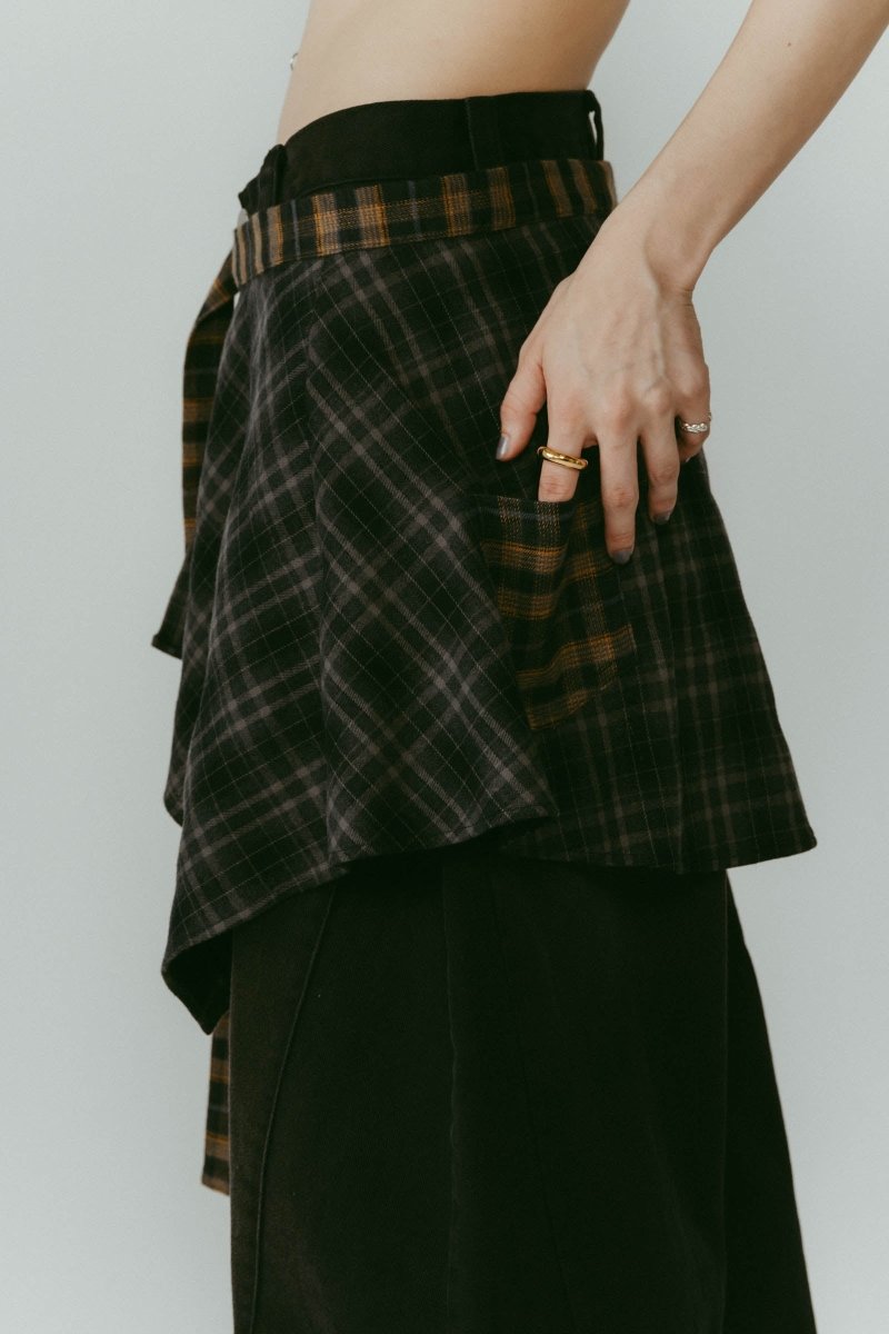 shirt wrap denim pants/black - KNUTH MARF