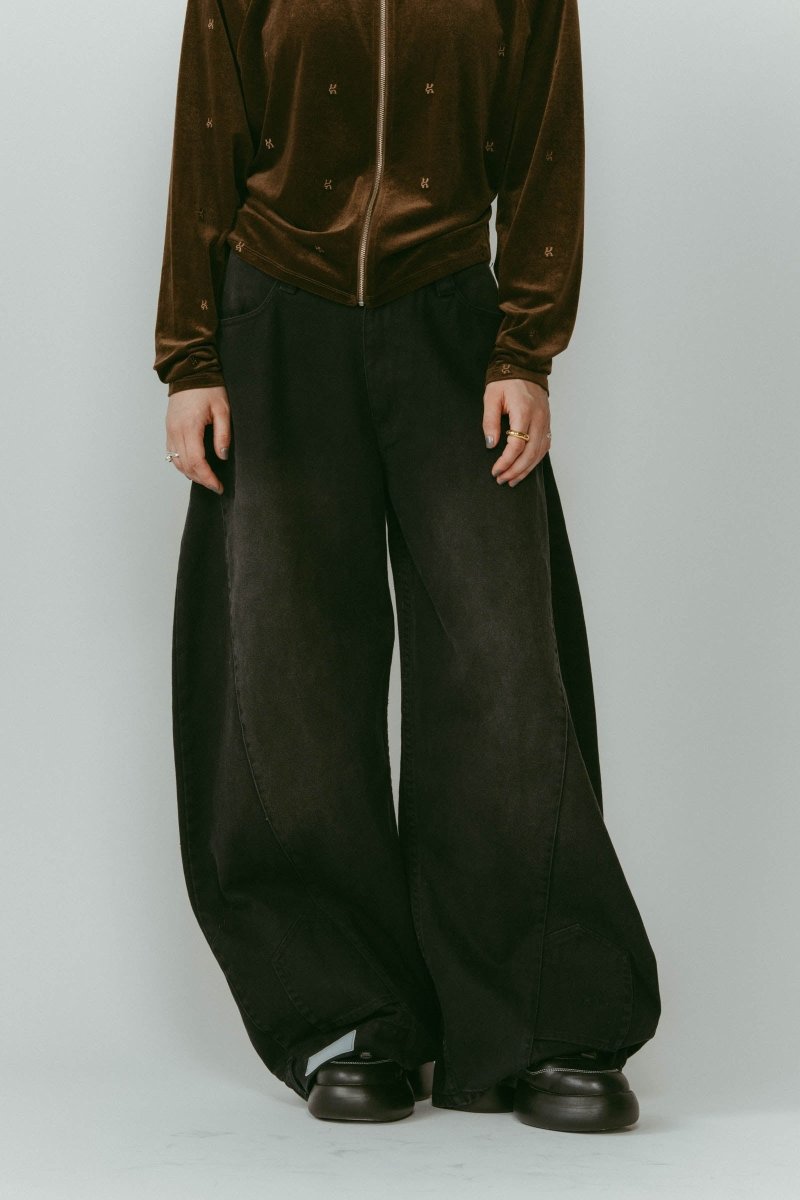 shirt wrap denim pants/black - KNUTH MARF