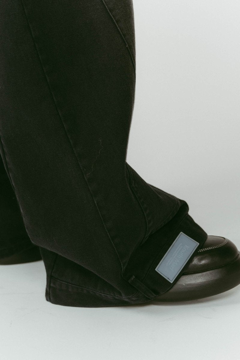shirt wrap denim pants/black - KNUTH MARF