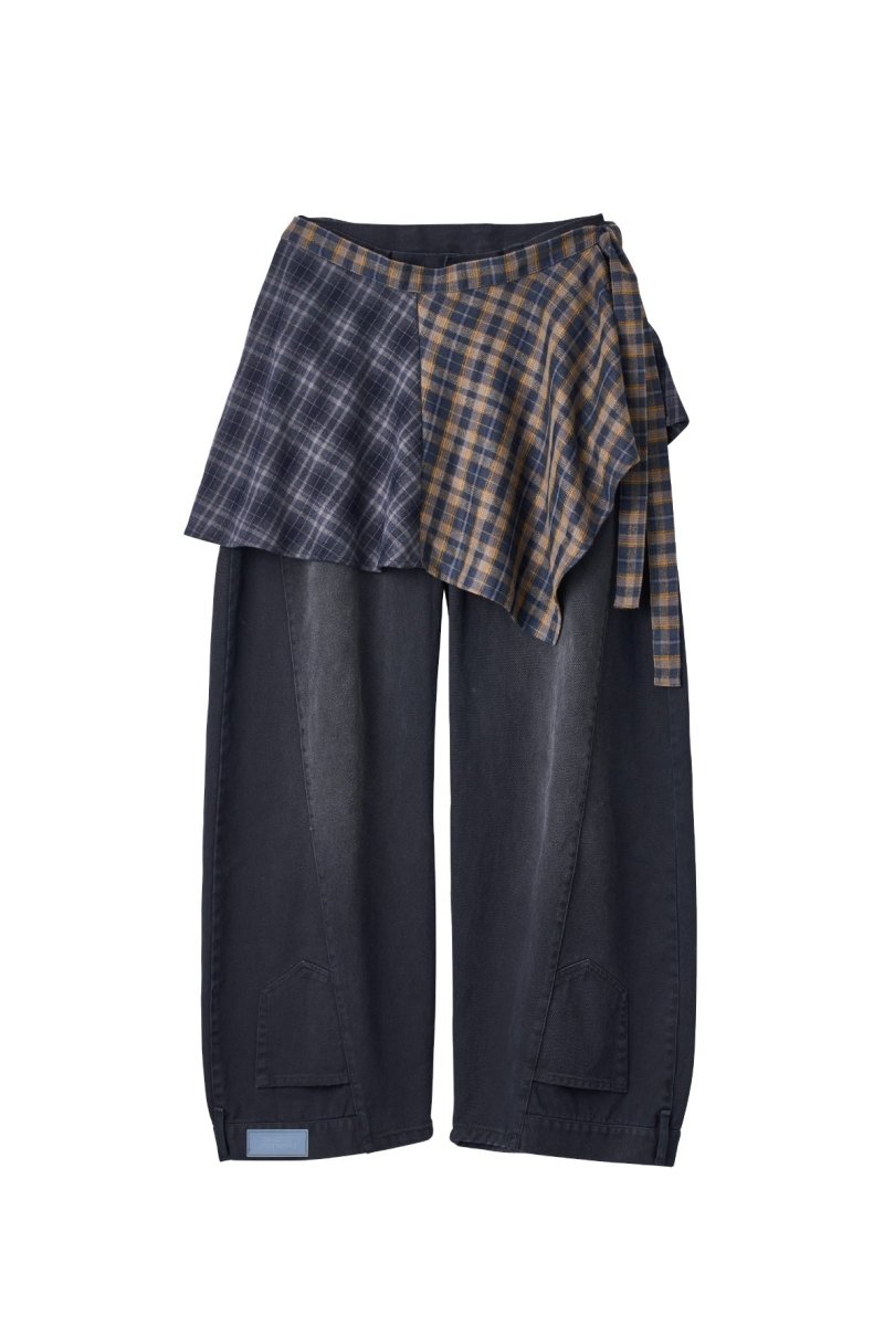 shirt wrap denim pants/black,blue - KNUTH MARF