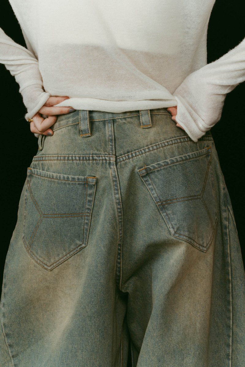shirt wrap denim pants/blue - KNUTH MARF