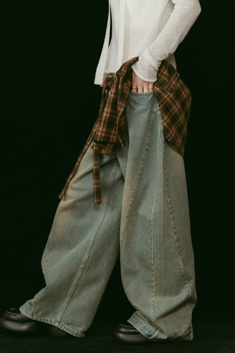 shirt wrap denim pants/blue - KNUTH MARF