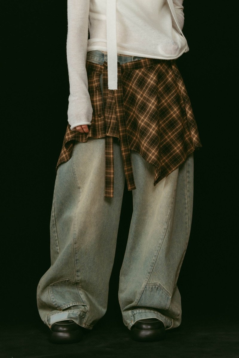 shirt wrap denim pants/blue - KNUTH MARF