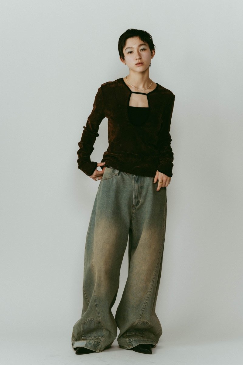 shirt wrap denim pants/blue - KNUTH MARF