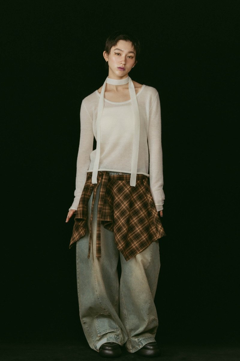 shirt wrap denim pants/blue - KNUTH MARF