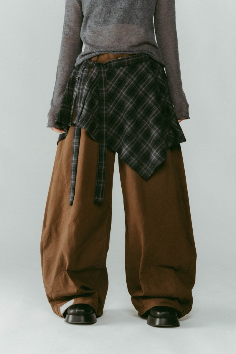 shirt wrap denim pants/brown - KNUTH MARF