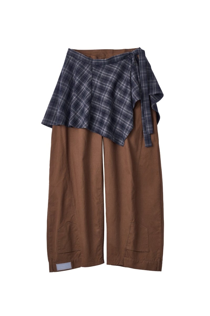 shirt wrap denim pants/brown