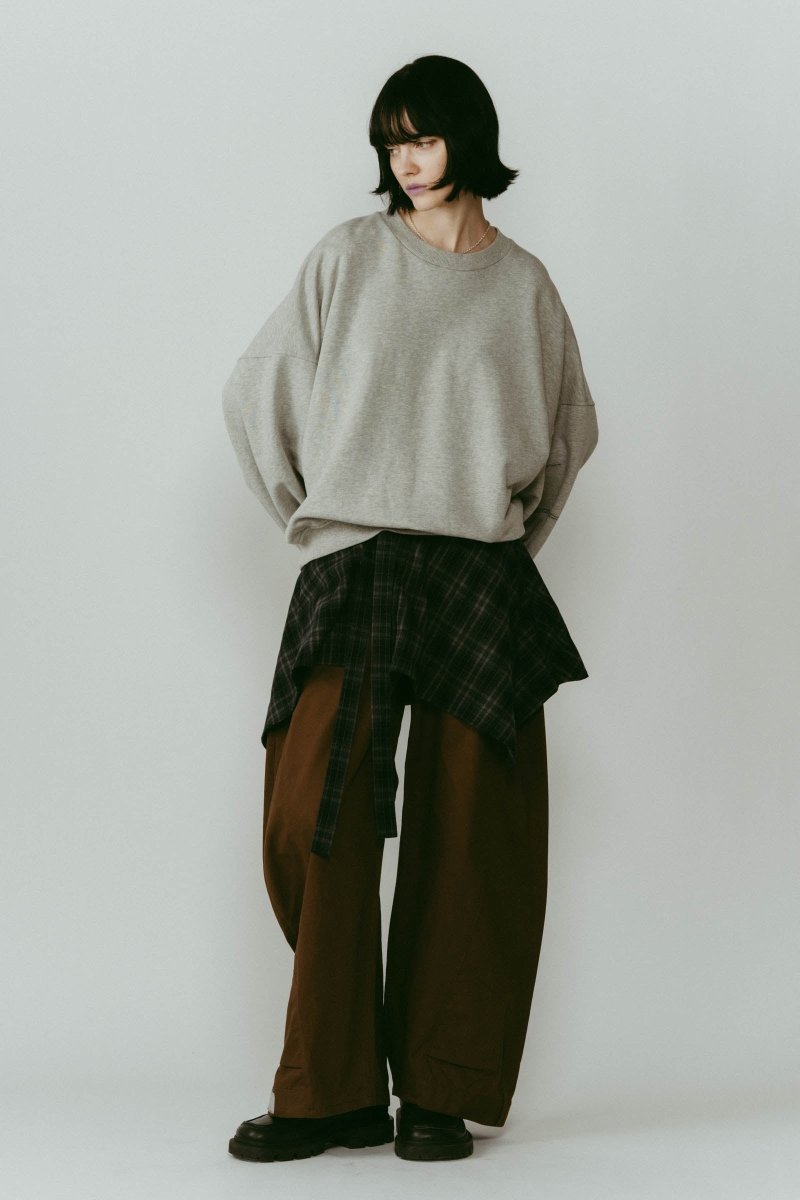 shirt wrap denim pants/brown
