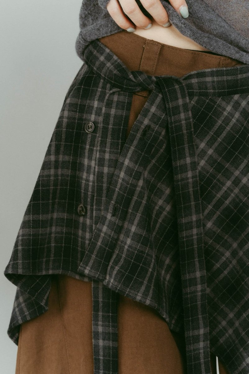shirt wrap denim pants/brown - KNUTH MARF