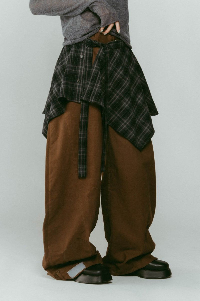 shirt wrap denim pants/brown - KNUTH MARF