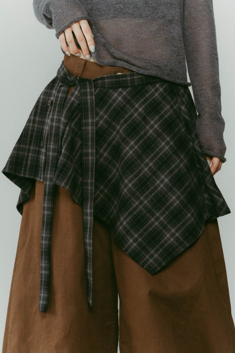 shirt wrap denim pants/brown - KNUTH MARF