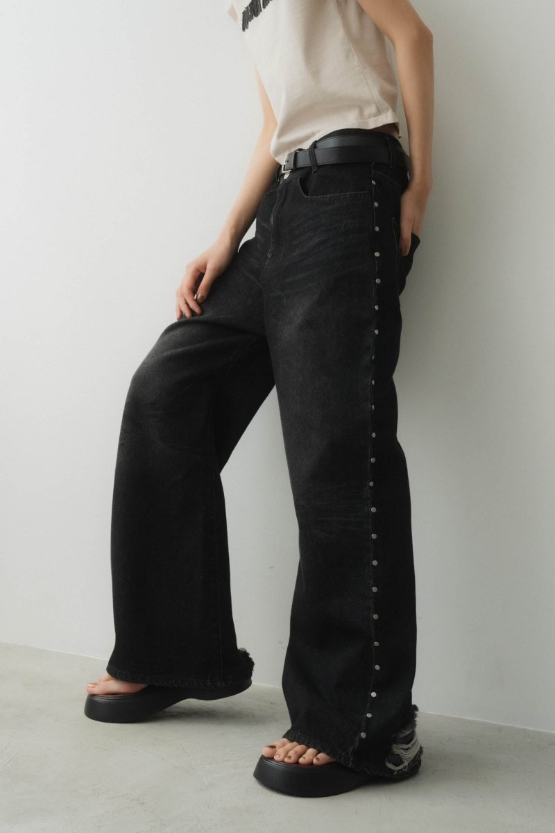 side line studs denim(unisex)/2color - KNUTH MARF