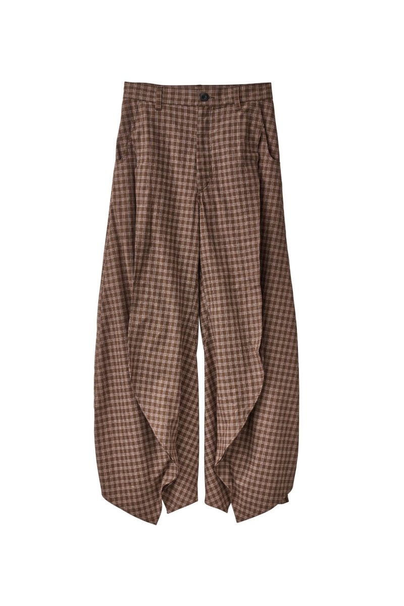 slit deformed pants(unisex)/checkbrown(FUK) - KNUTH MARF
