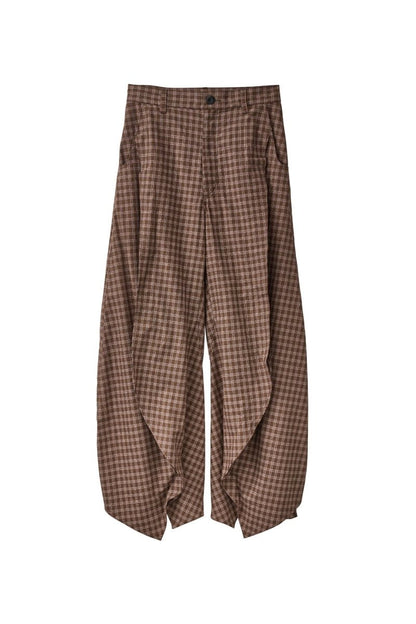 slit deformed pants(unisex)/checkbrown(FUK) - KNUTH MARF