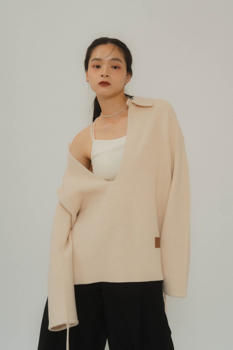 slit neck loose knit (unisex)/3color - KNUTH MARF