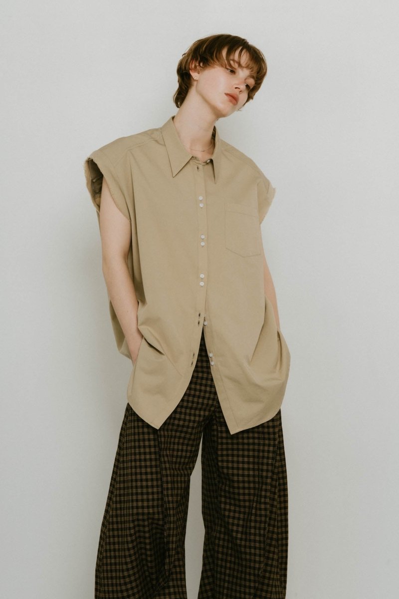stripe label nosleeve shirt/4color - KNUTH MARF