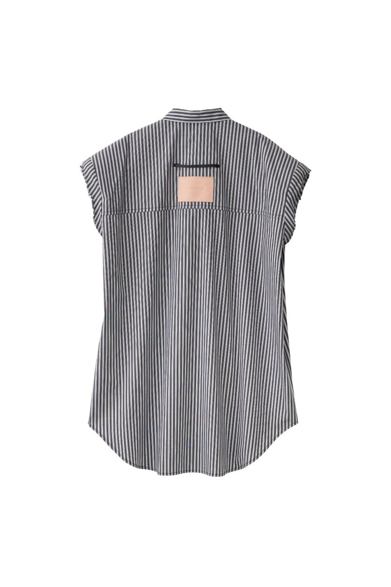 stripe label nosleeve shirt/4color - KNUTH MARF