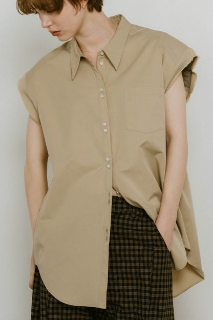 stripe label nosleeve shirt/4color - KNUTH MARF