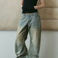 studded draped denim pants(unisex)/blue(studded) - KNUTH MARF