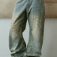 studded draped denim pants(unisex)/blue(studded) - KNUTH MARF