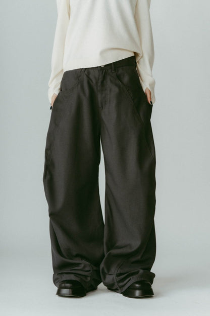 tuck design denim pants/gray - KNUTH MARF