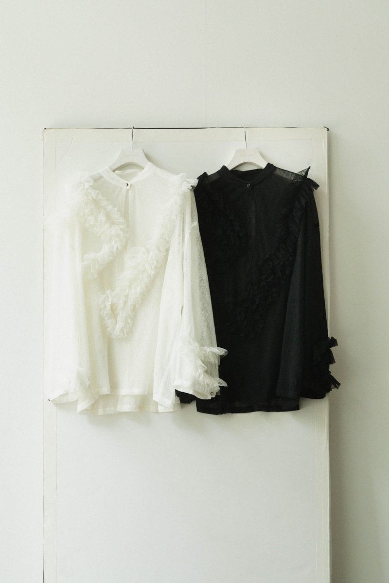 tulle design blouse/white - KNUTH MARF