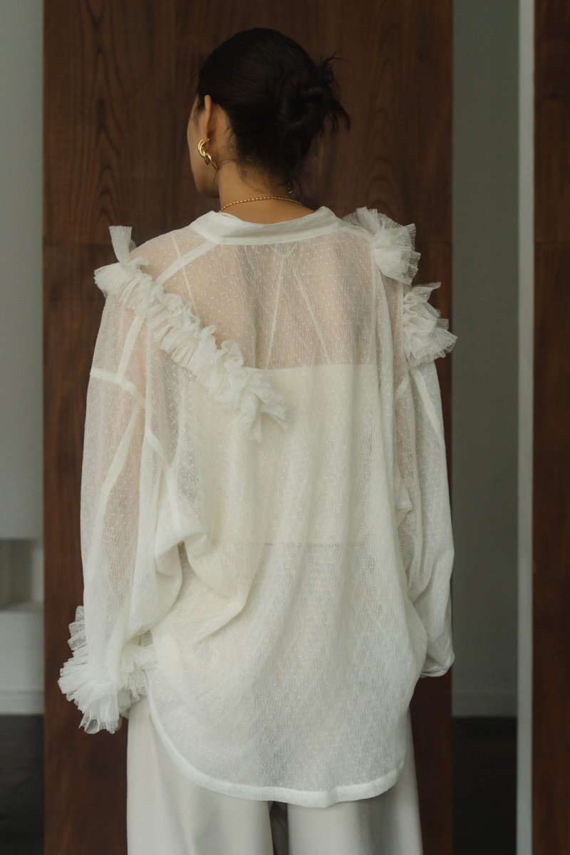 tulle design blouse/white - KNUTH MARF