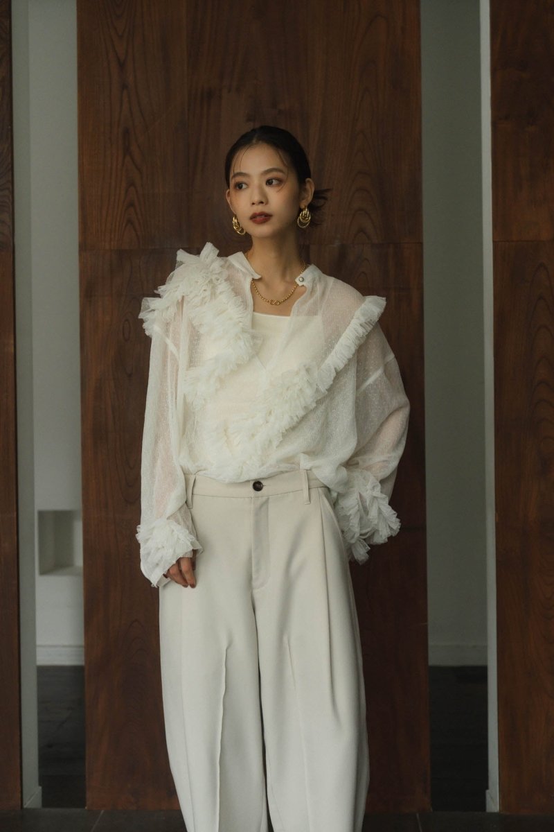 tulle design blouse/white - KNUTH MARF