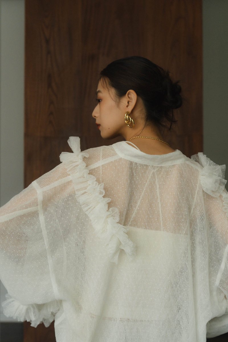 tulle design blouse/white - KNUTH MARF