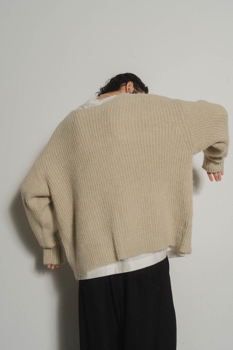 Uneck knit pullover(unisex)/2color