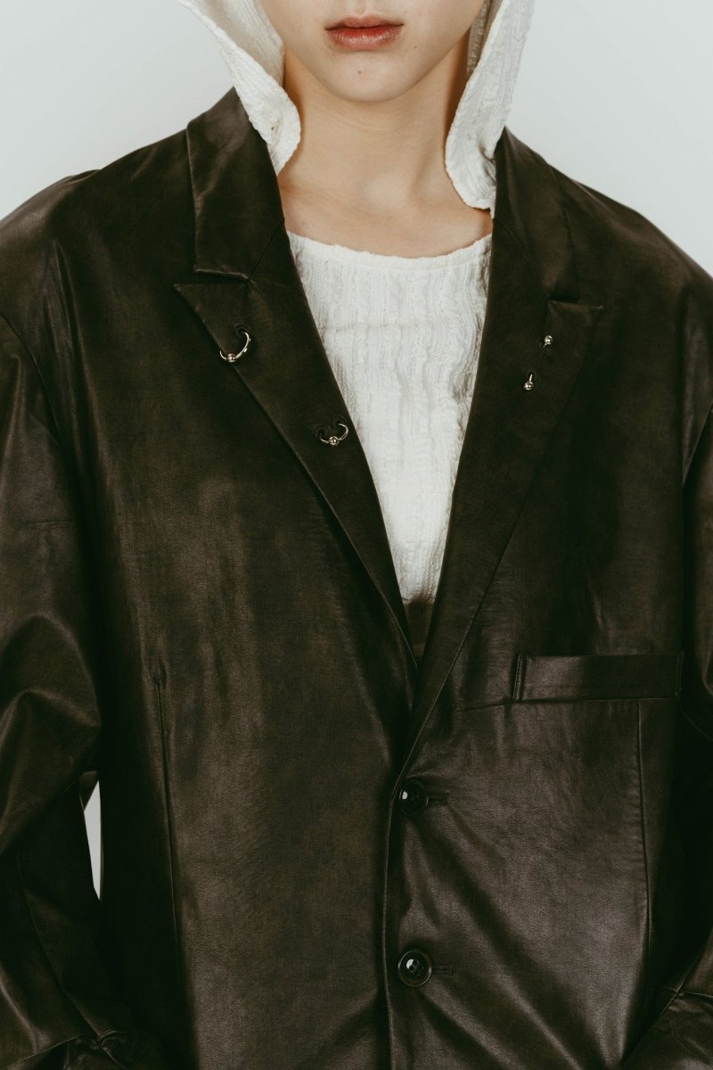 vintage tailored jacket/leatherblack - KNUTH MARF