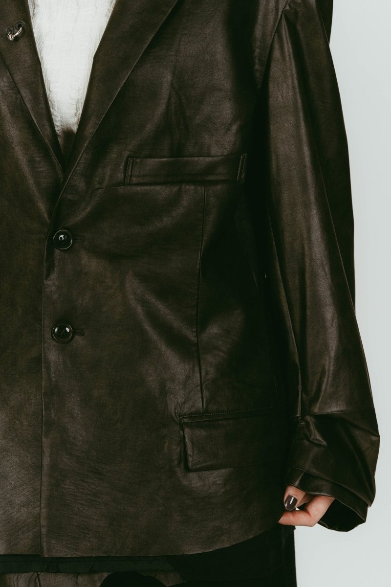 vintage tailored jacket/leatherblack - KNUTH MARF