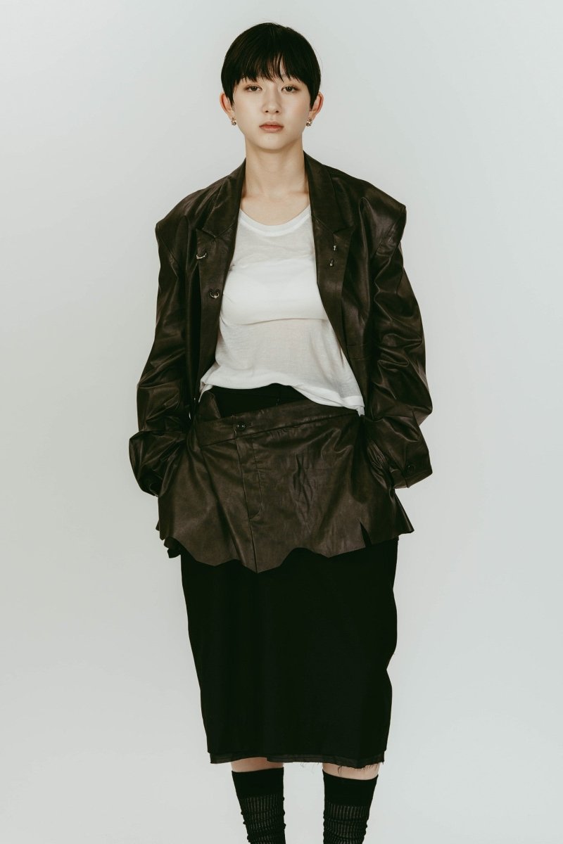 vintage tailored jacket/leatherblack