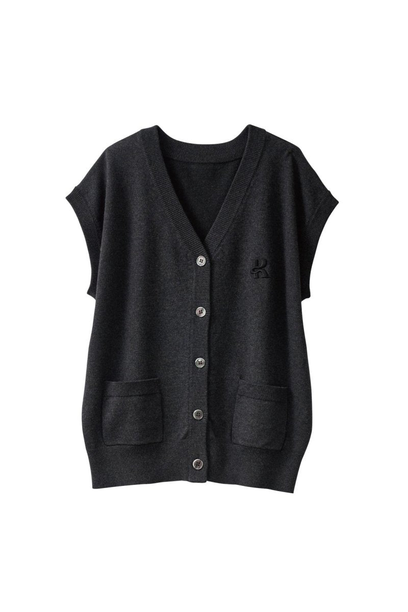 Vneck logo knit vest/2color - KNUTH MARF