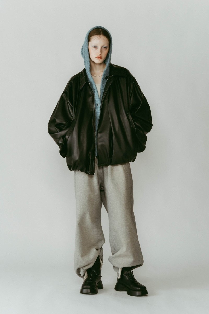 voluminous leather jacket(unisex)/black | KNUTH MARF