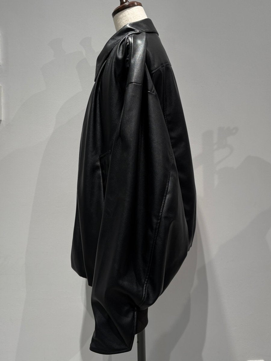 voluminous leather jacket(unisex)/black - KNUTH MARF