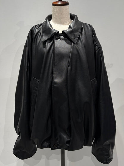 voluminous leather jacket(unisex)/black - KNUTH MARF