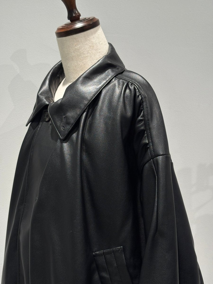 voluminous leather jacket(unisex)/black - KNUTH MARF