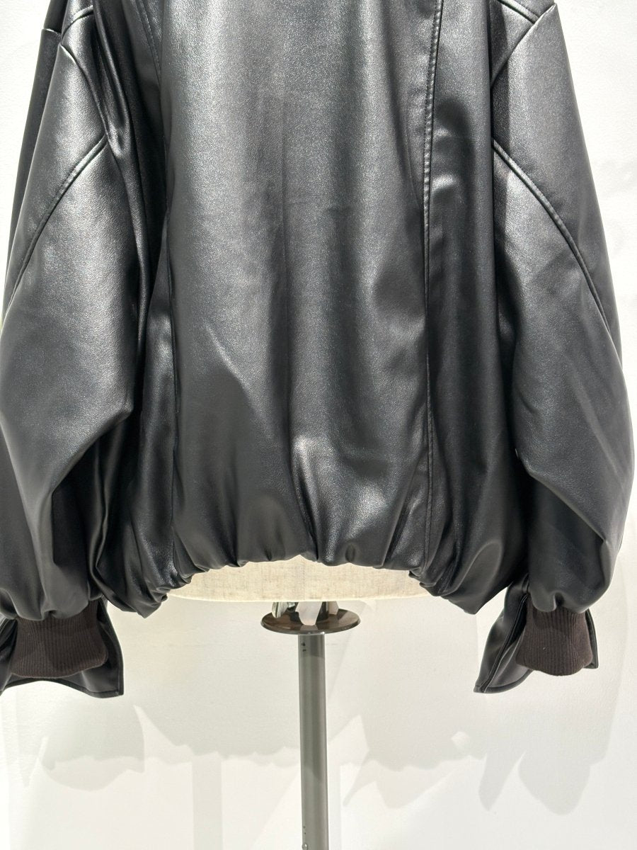 voluminous leather jacket(unisex)/black - KNUTH MARF