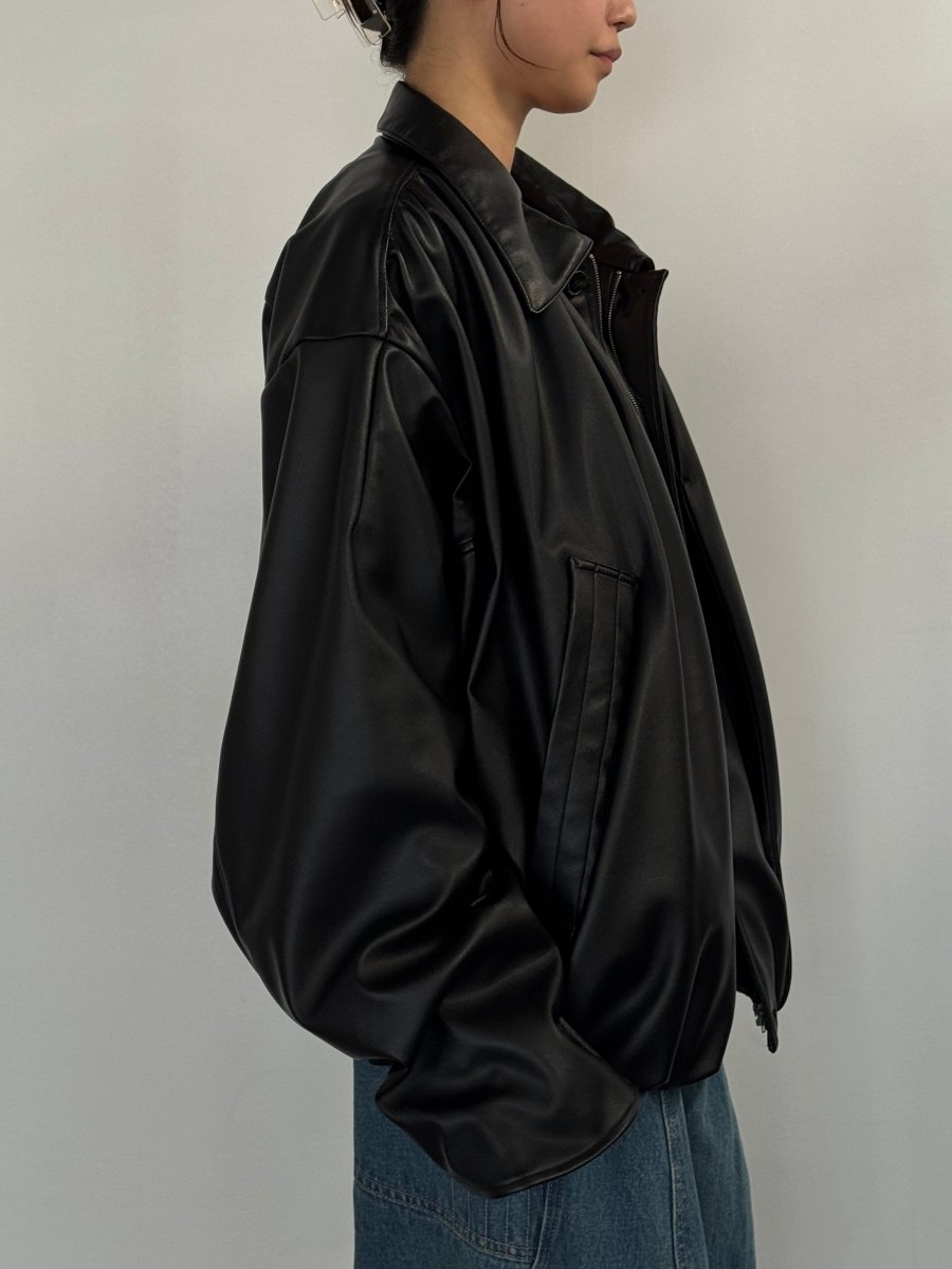 voluminous leather jacket(unisex)/black - KNUTH MARF