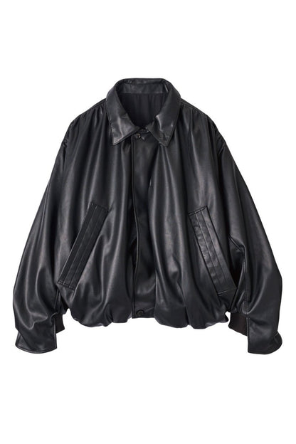 voluminous leather jacket(unisex)/black - KNUTH MARF