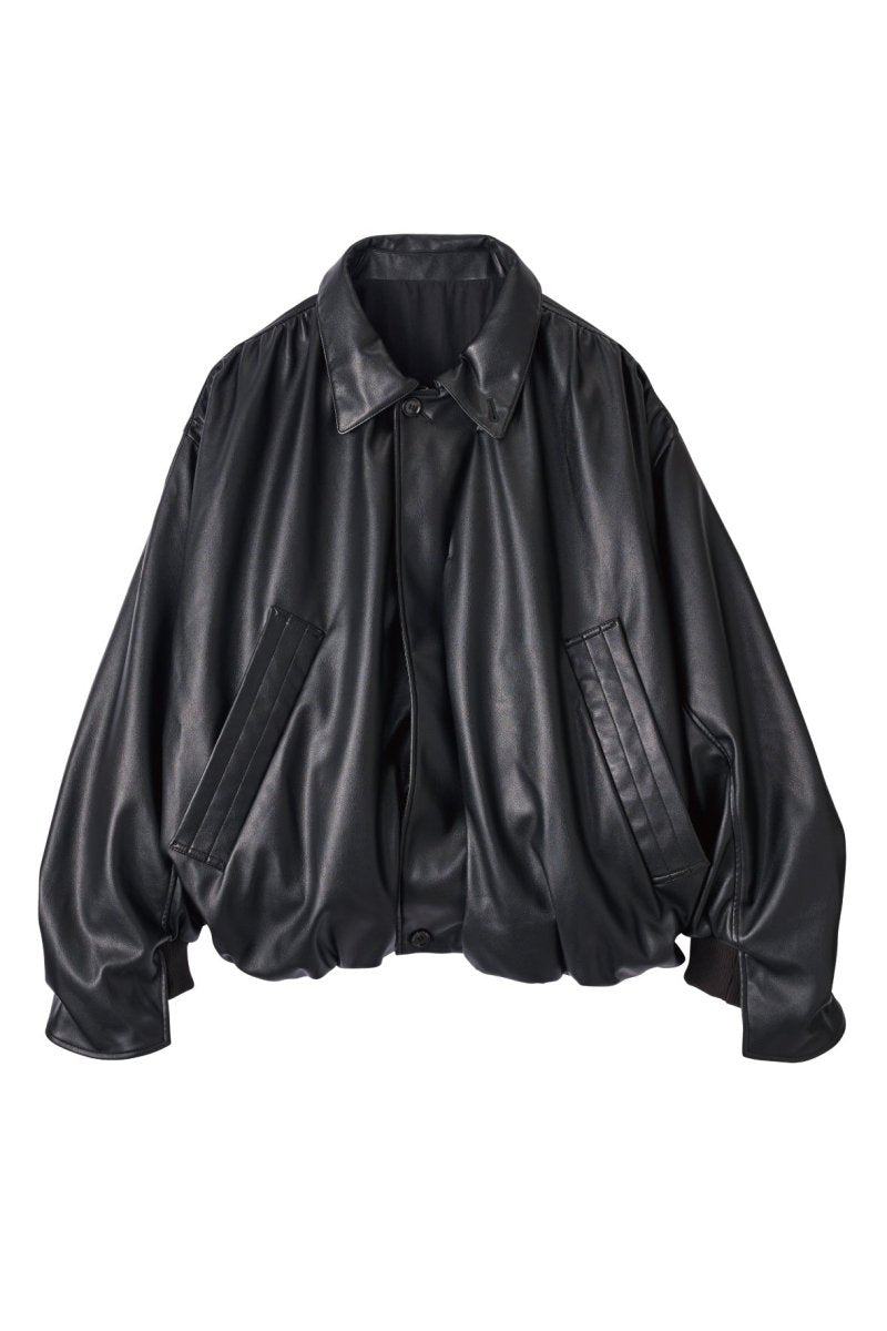 voluminous leather jacket(unisex)/black - KNUTH MARF