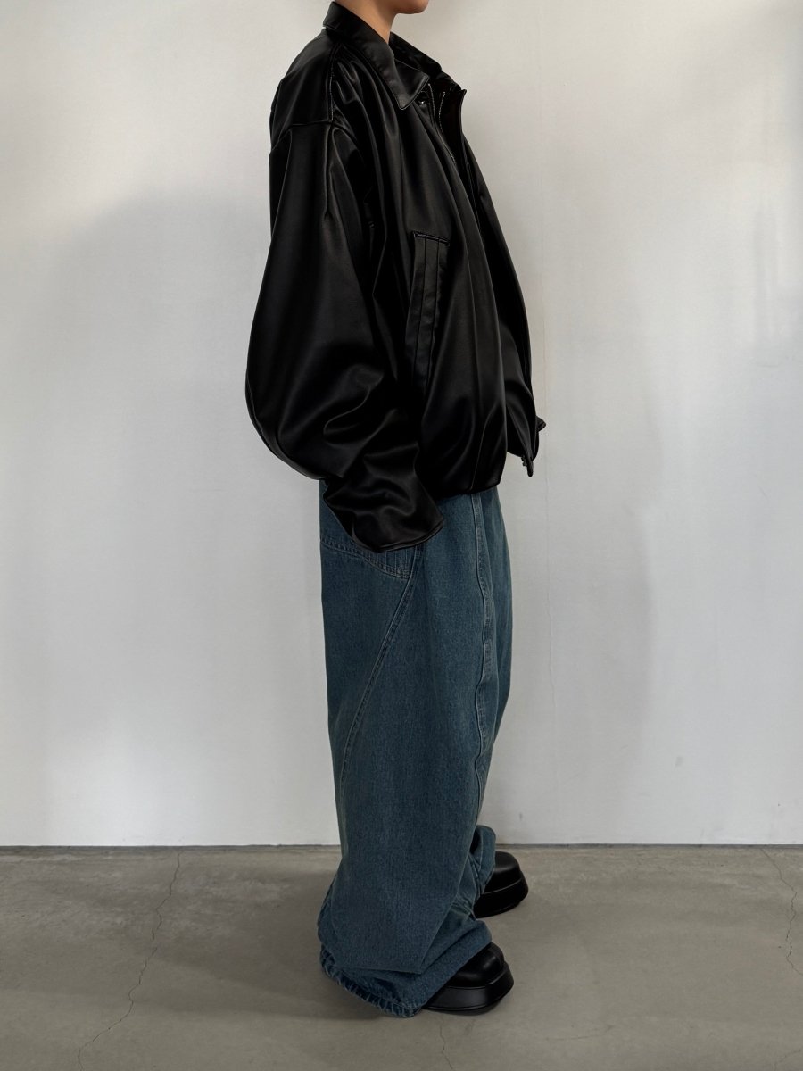 voluminous leather jacket(unisex)/black - KNUTH MARF