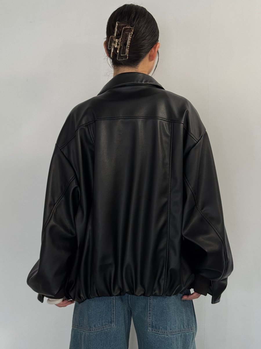 voluminous leather jacket(unisex)/black - KNUTH MARF