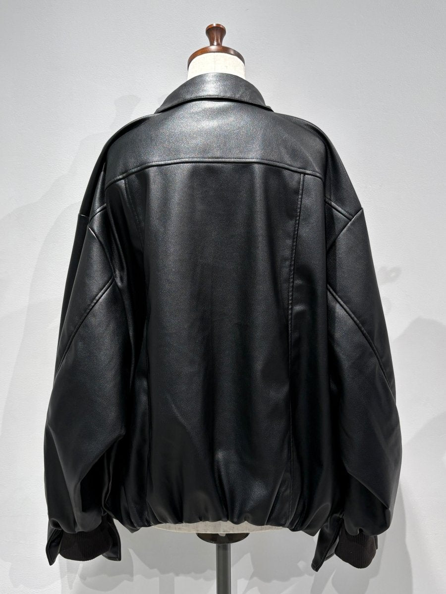 voluminous leather jacket(unisex)/black - KNUTH MARF