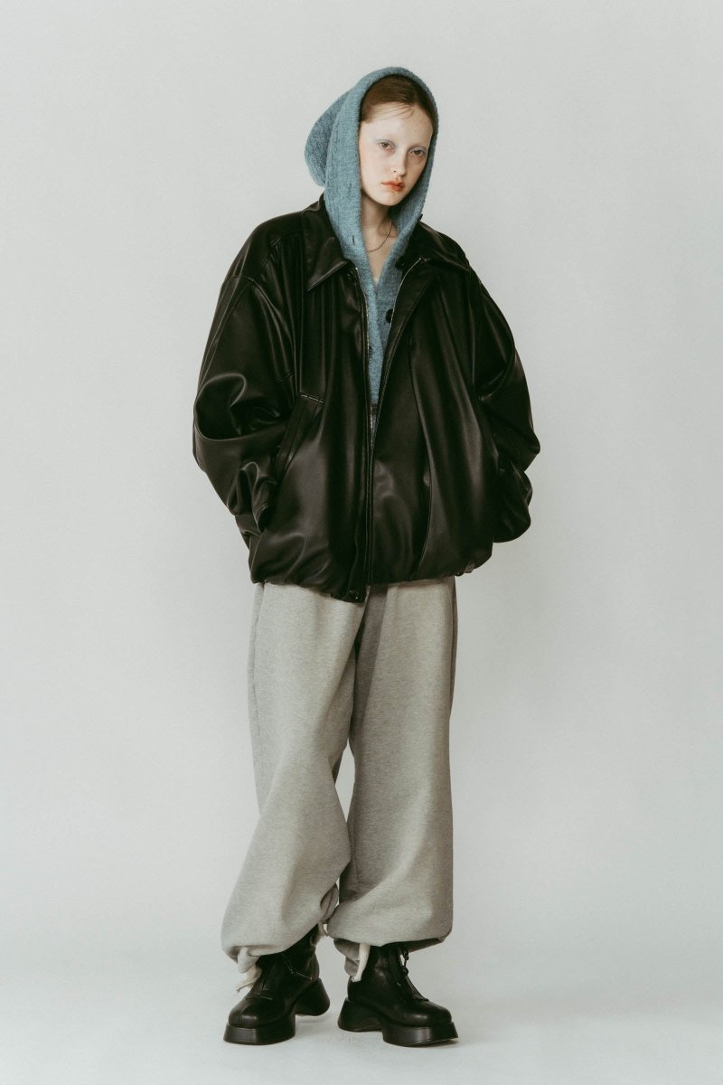 Knuth Marf レザージャケット voluminous leather jacket(unisex)/black | KNUTH MARF