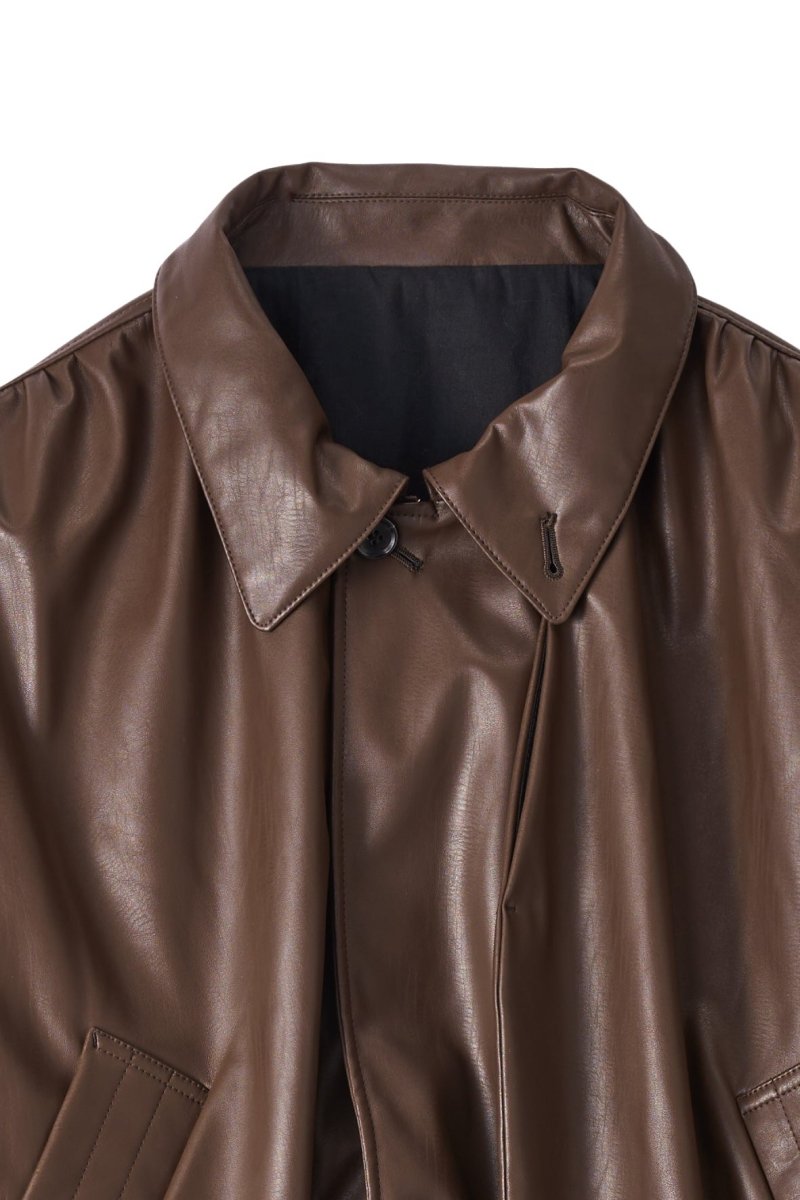 voluminous leather jacket(unisex)/brown - KNUTH MARF
