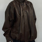 voluminous leather jacket(unisex)/brown - KNUTH MARF
