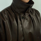 voluminous leather jacket(unisex)/brown - KNUTH MARF
